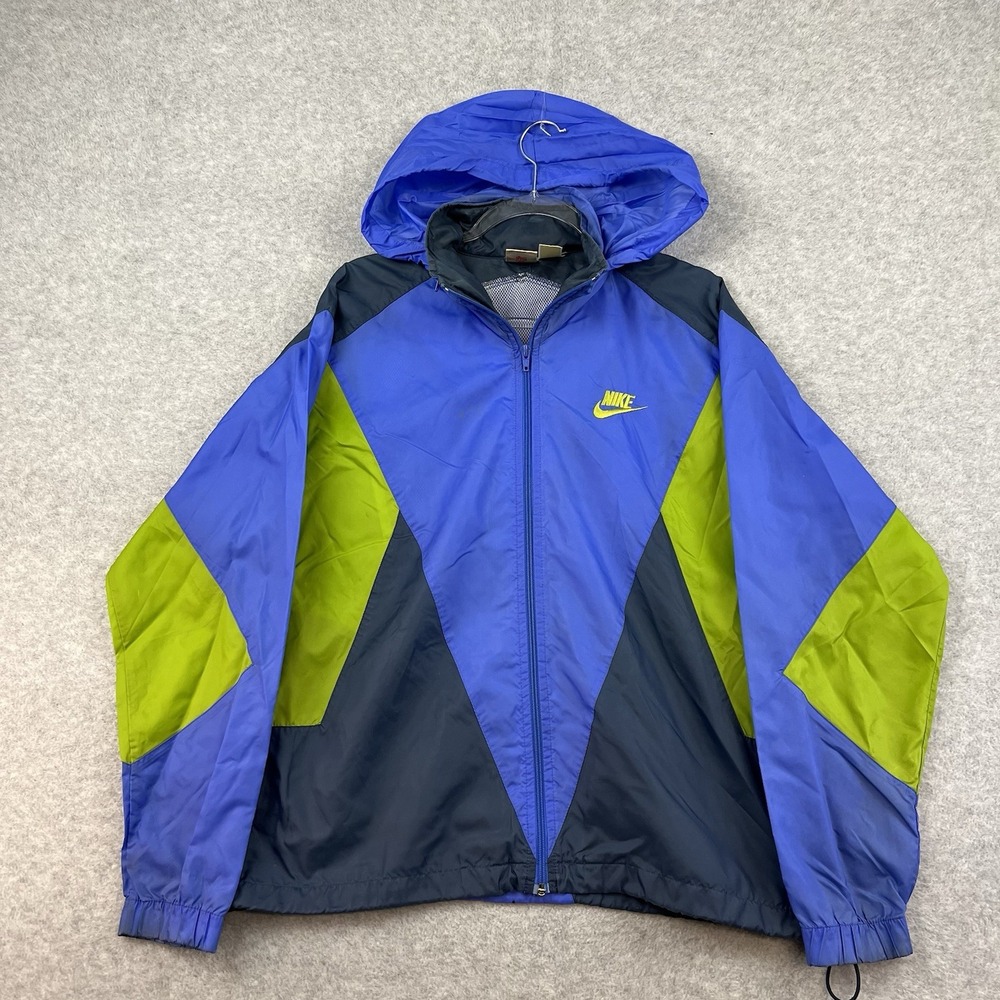Vintage Nike Windbreaker Jacket Mens M 80s 90s Teal‎ Green Purple Hooded Zip